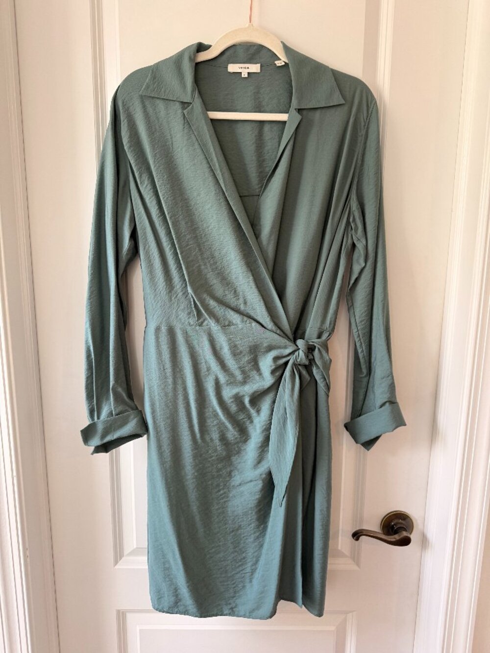 Vince Sage Green Silk Wrap Dress